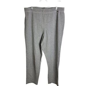 ST. JOHN Gray Cropped Cotton Pants Made in USA Designer Lounge Casual Neutral